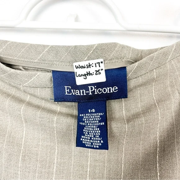 Evan Picone Tan/Grey Pin Striped Pencil Skirt - Picture 2 of 6
